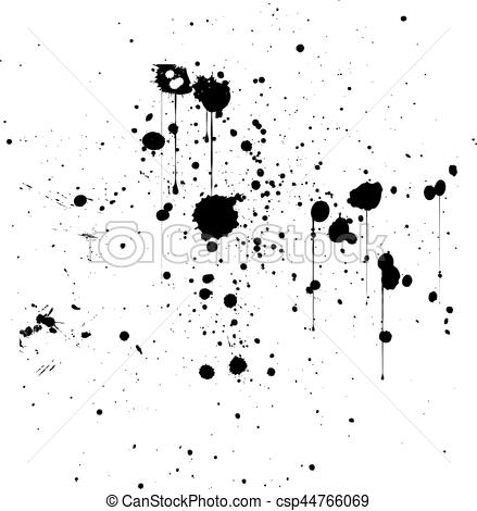 439x470 Black Ink Splatter Background, Isolated On White.