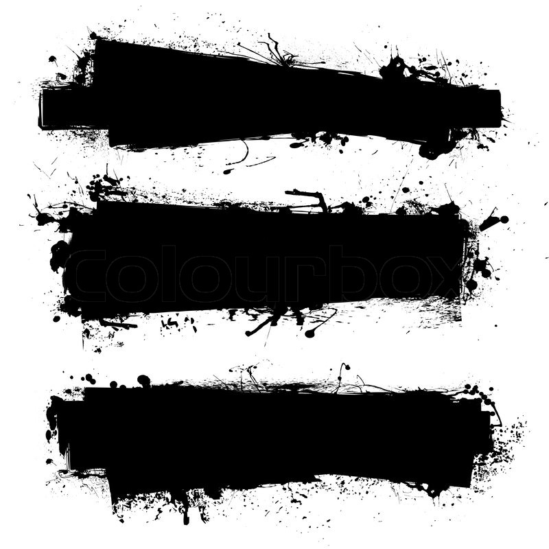 800x800 Black Ink Banner With Ink Grunge Effect And Copy Space Stock