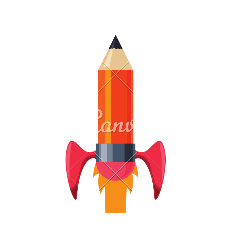 746x800 Light Bulb Pencil Rocket Start Up Innovation Icon. Vector Graphi