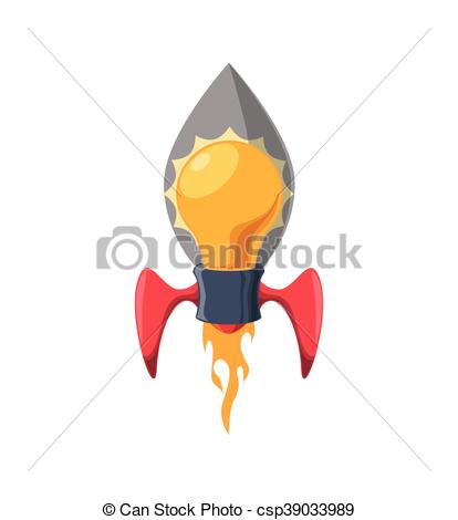 414x470 Light Bulb Rocket Start Up Innovation Icon. Vector Graphic. Light
