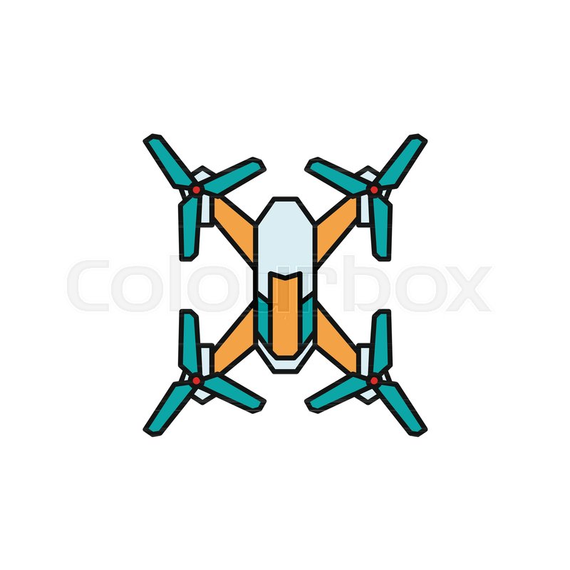 800x800 Drone Icon In Cartoon Colorful Style. Drone Object Pictogram