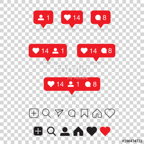 500x500 Set Of Social Media Icons Inspired By Instagram Like, Follower