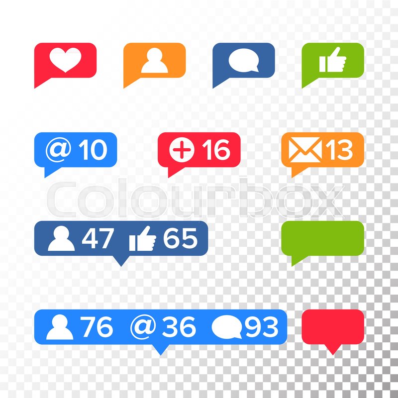 800x800 Notifications Icons Template Vector. Like Symbol, Message And