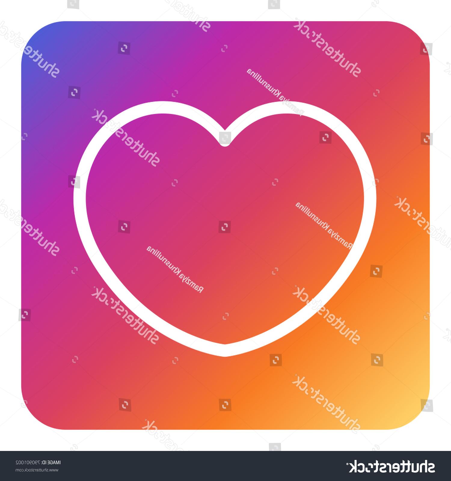 1500x1600 Hd Stock Vector Heart Instagram Icon White Line Gradient