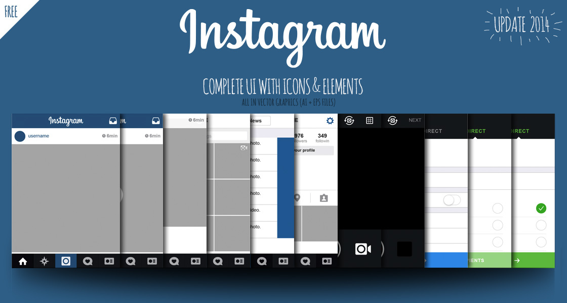 1120x600 Free Instagram Ui Ios7 2014 Views + Icons + Elements On Behance