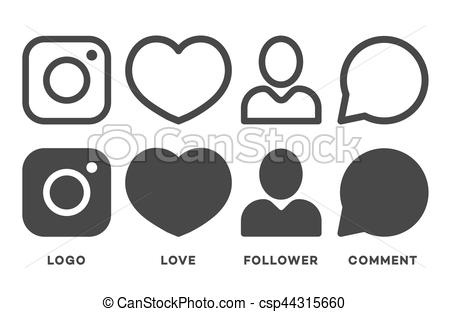 450x312 Set Of Instagram Icon Black Color Isolated On White Background For