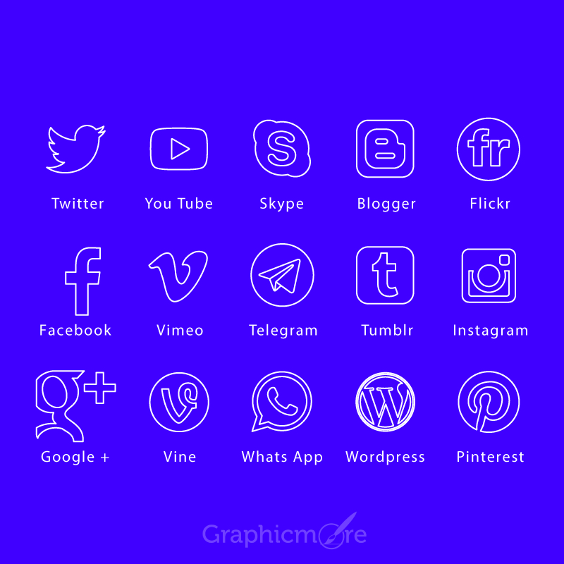 800x800 Thin Line Social Media Icons Design Free Vector File Download