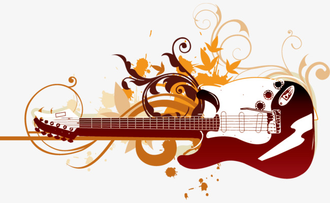 650x400 Red Guitar Instrument Vector Pattern, Guitar, Musical Instruments