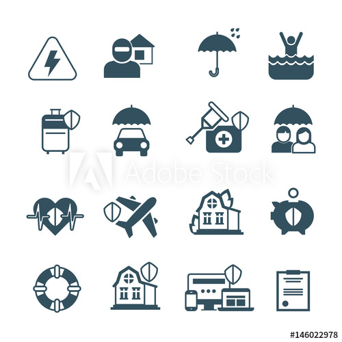 500x500 Insurance Vector Icons. Protection And Safety Symbols