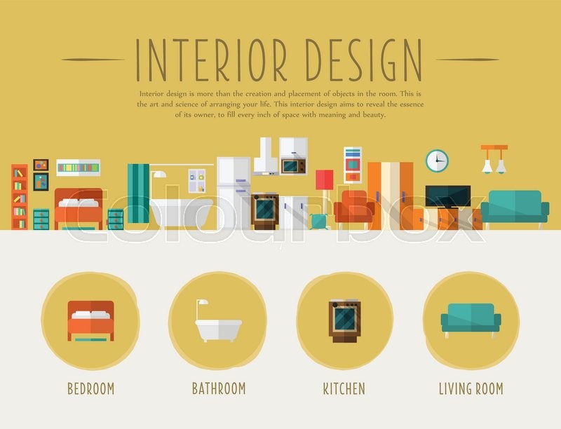800x612 Interior Design. Flat Style Vector Illustration. Design For The