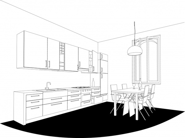 600x448 Interior Line Art Drawing Vector Free Vector In Encapsulated