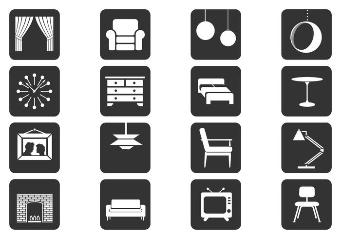 700x490 Black And White Interior Vector Elements Pack