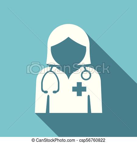 450x470 Female Medicine Doctor Symbol Flat Design Vector Blue Internet Icon.