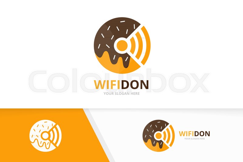 800x533 Vector Donut And Wifi Logo Combination. Doughnut And Signal Symbol