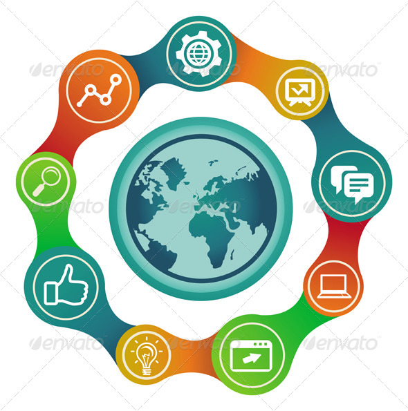 590x595 Vector Internet Concept With Globe And Icons By Venimo Graphicriver