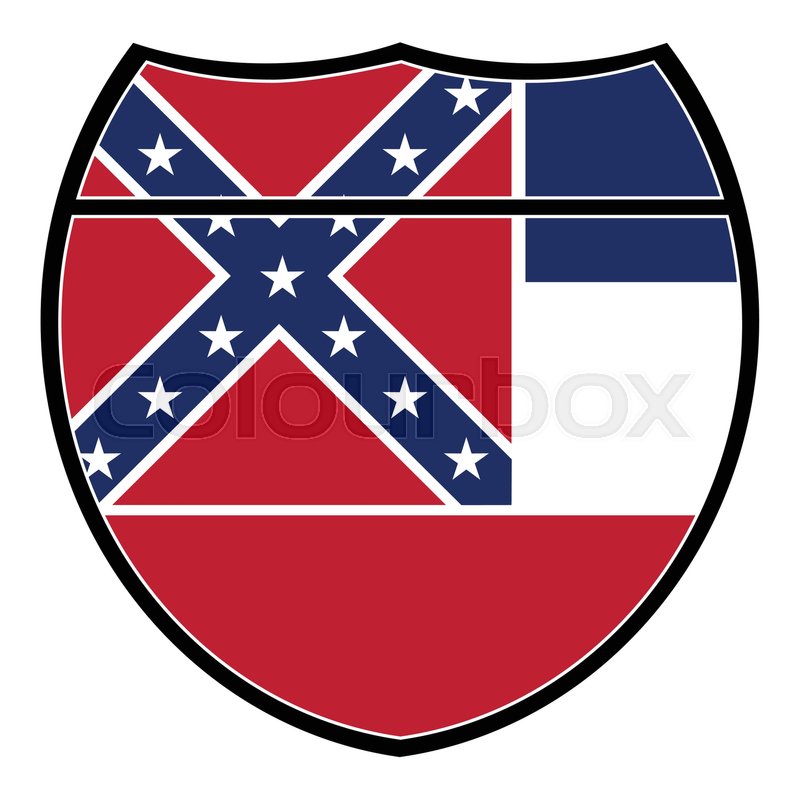800x800 Mississippi Flag In An Interstate Sign Over A White Background