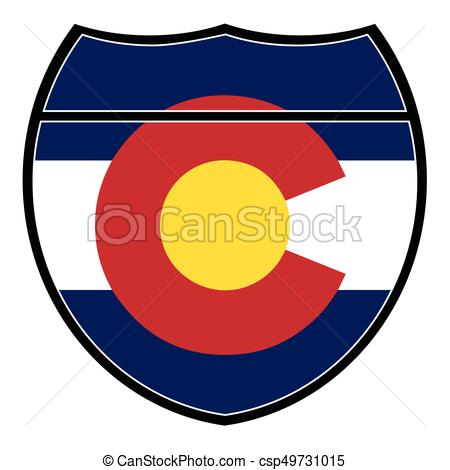450x470 Colorado Flag In An Interstate Sign. Colorado Flag In An