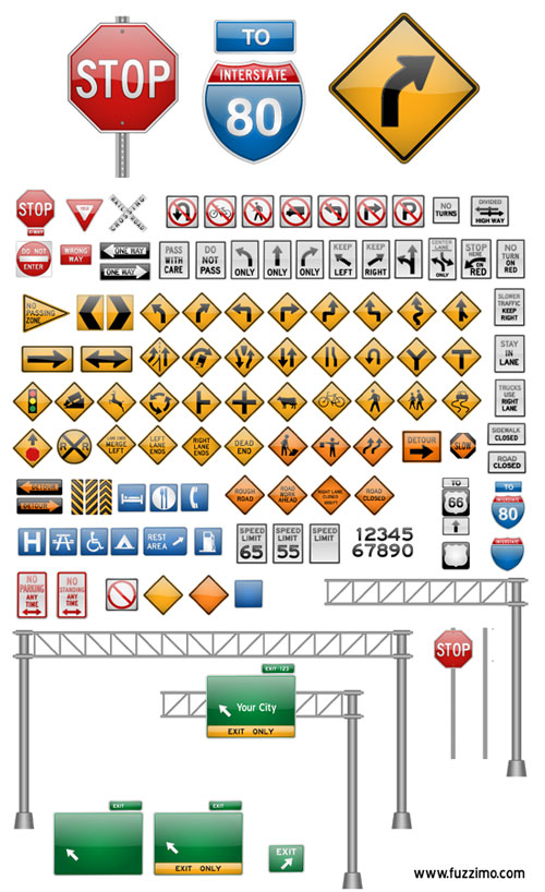 500x818 Free Vector Road Signs (Glossy Or Plain) Fuzzimo