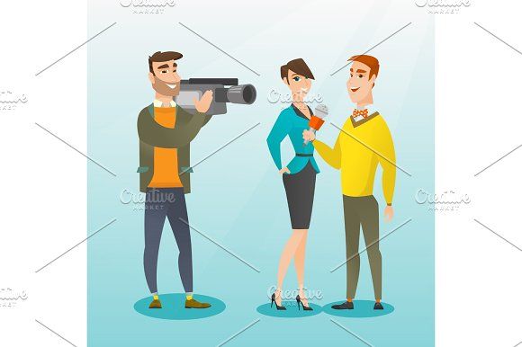 580x386 Tv Interview Vector Illustration Graphics By Design Burgers