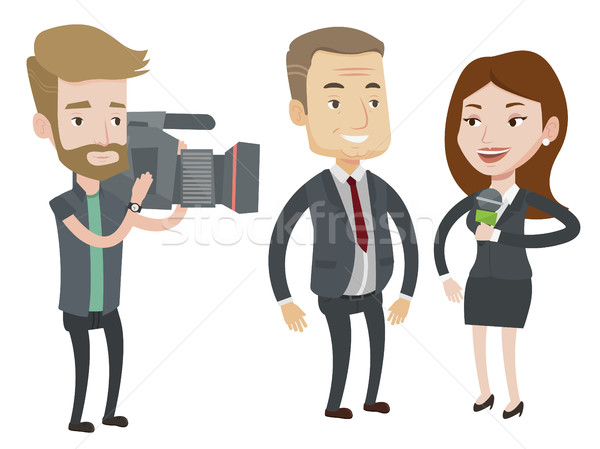 600x449 Tv Interview Vector Illustration. Vector Illustration Andrei