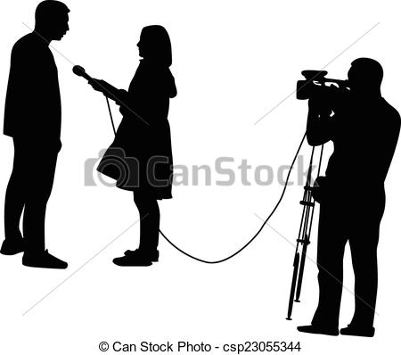 450x398 Tv Interview. Tv Host Interviewing A Man, A Cameraman In The