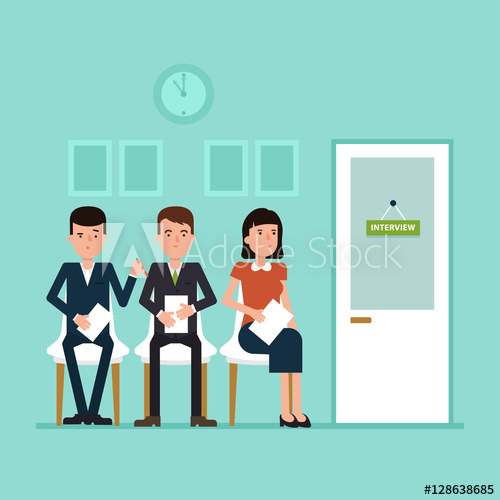 500x500 Waiting For Job Interview. Vector Flat Illustration Where