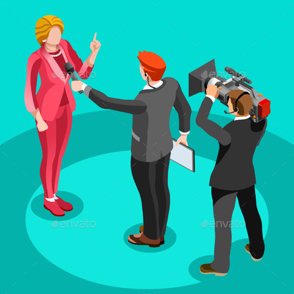 590x590 Election News Infographic Interview Vector Isometric People By