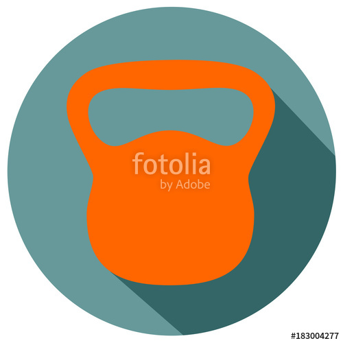 500x500 Kettlebell Flat Design Icon. Equipment For Fitness. Sport