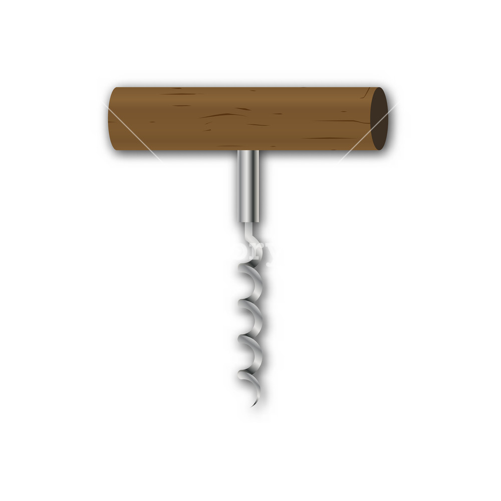1000x1000 Realistic Steel Corkscrew With Wooden Handle Isolated On A White