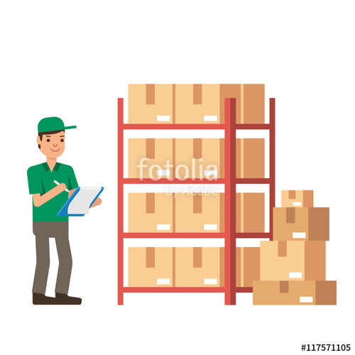500x500 Warehouse Inventory And Delivery Workers Modern Flat Style Vector