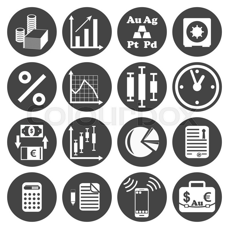 800x800 Investor Icons Set On Dark Plates, 2d Vector, Eps 8 Stock Vector