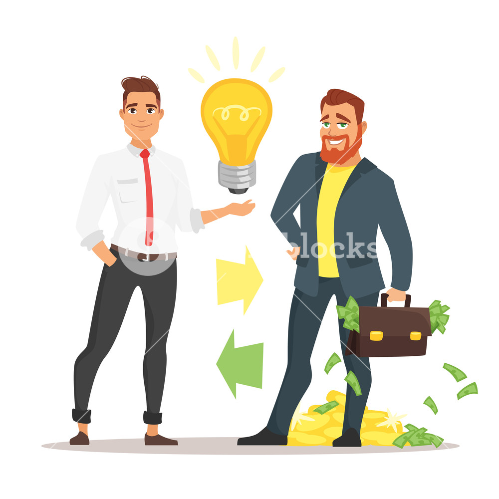 1000x1000 Vector Cartoon Style Illustration Of Two Businessman Investor