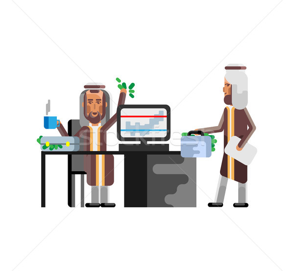 600x552 Business Meeting Arabic Businessman With Investor Vector