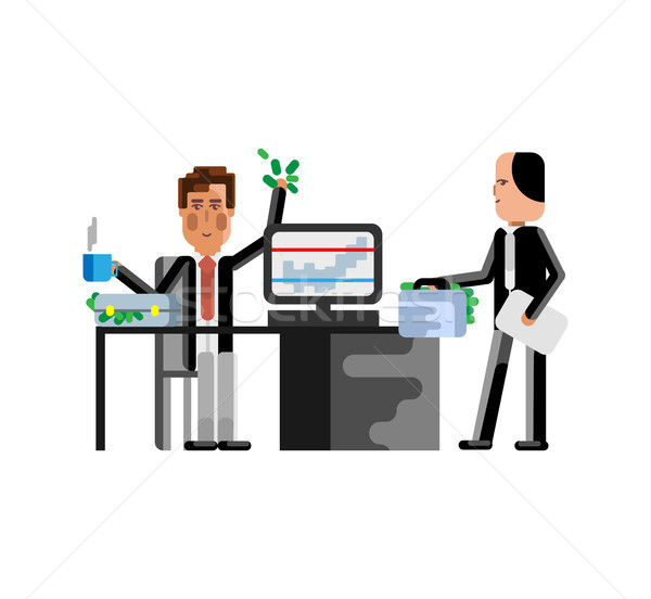600x552 Business Meeting Businessman With Investor Vector Illustration