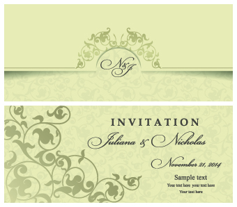 340x298 Retro Floral Wedding Invitation Cards Vector 01 Free Download