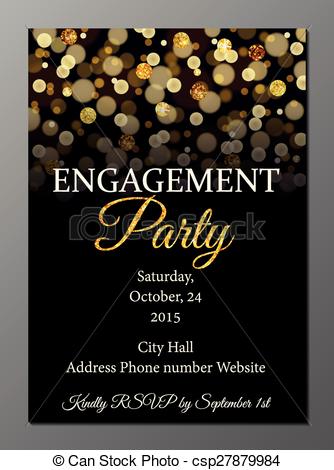 334x470 Engagement Party Invitation Card. Vector Illustration Of Party