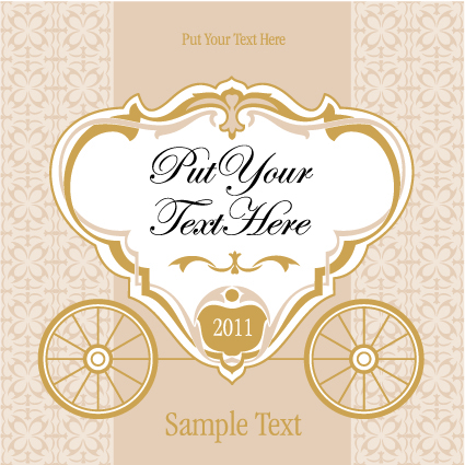 425x425 Wedding Invitation With Carriage Design Vector 02 Free Download