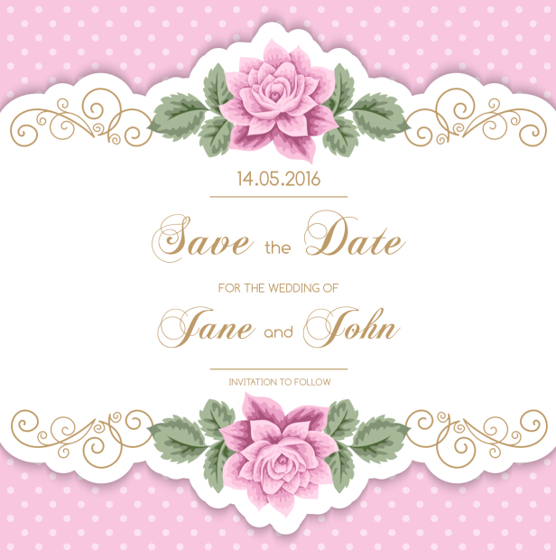 616x620 Vintage Flower With Wedding Invitation Vector 14 Free Download