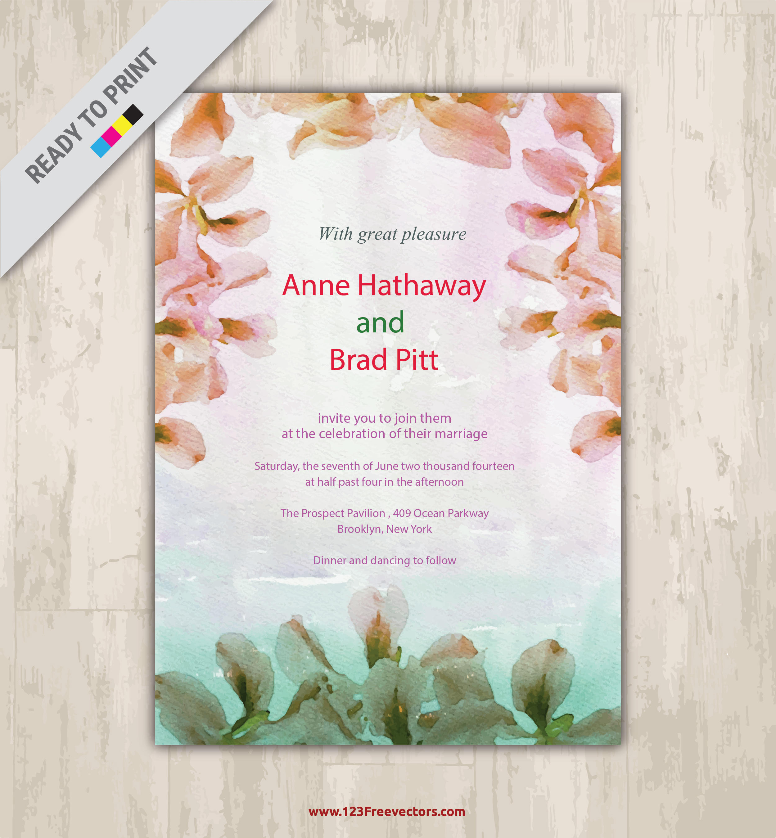 2500x2700 Floral Watercolor Invitation Vector Graphics 123freevectors