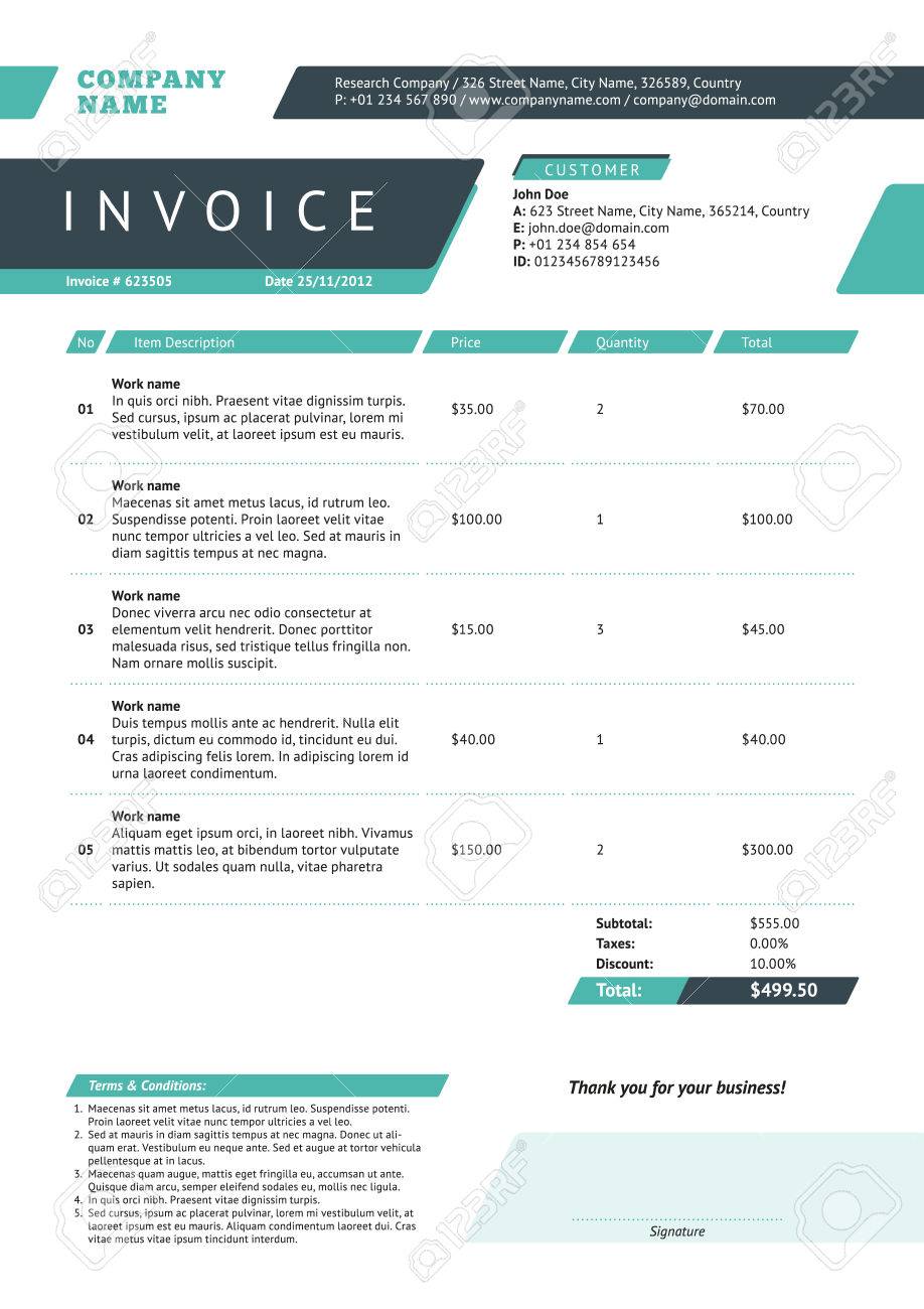 918x1300 Illustration Invoice Template Business Vector Form