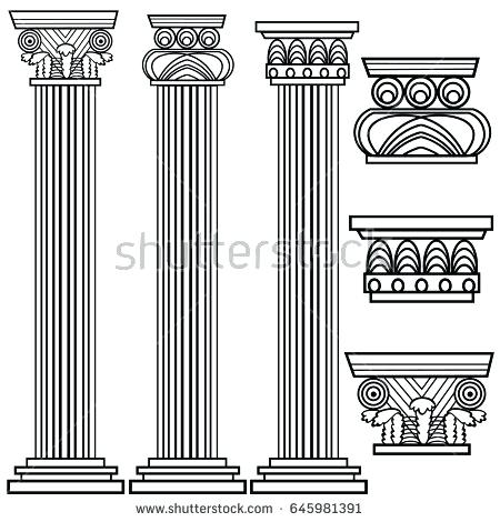 450x470 Doric Ionic And Corinthian Columns Set Of Ancient Column Pillar