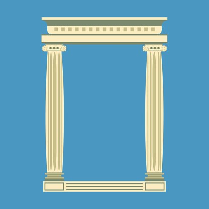 416x416 Antique Marble Temple Front With Ionic Columns, Stock Vectors