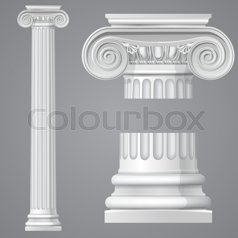 800x800 Realistic Antique Ionic Column Isolated On White Background Vector