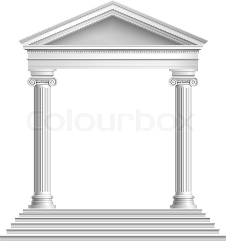 749x800 Realistic Antique Marble Temple Front With Ionic Columns Isolated