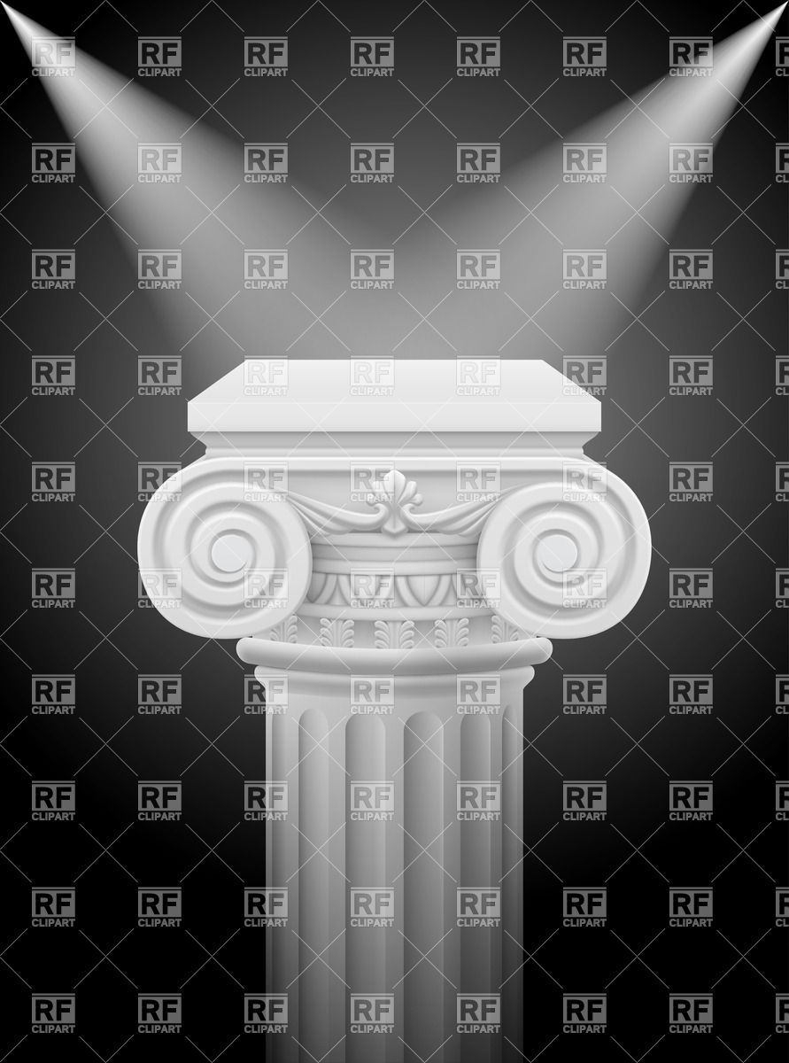 891x1200 Classic Ionic Column With Lights Sources Vector Image Vector