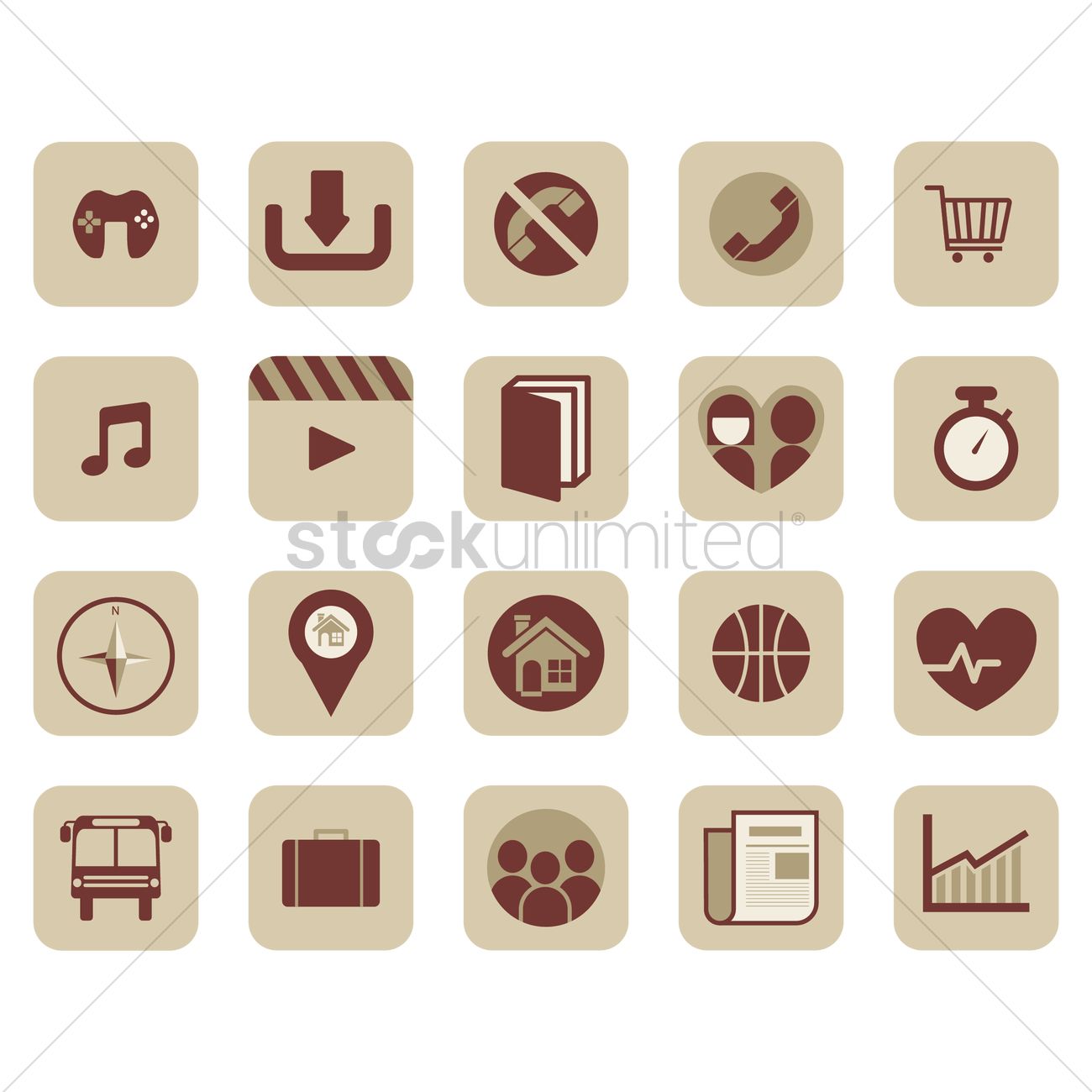 1300x1300 Vintage App Icon Collection Vector Image