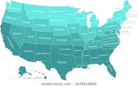 446x280 United States Map Vector Outlines With Labeled In Blue Color