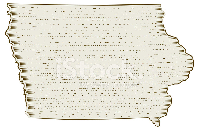 671x440 Woodcut Map Of Iowa [Vector] Stock Vector