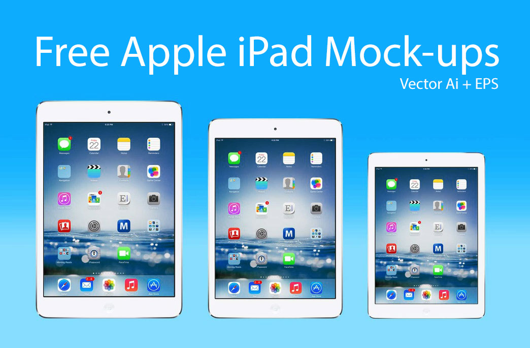 1044x685 Free Vector Apple Ipad Mini 4, Air 2 Amp Pro Mock Up In Ai Amp Eps Format