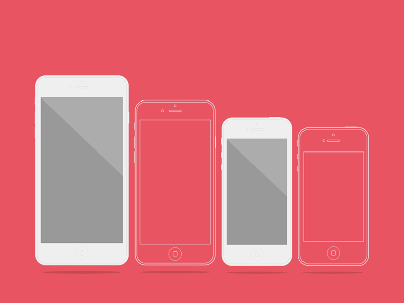800x600 Flat Iphone Vector Mockup Set